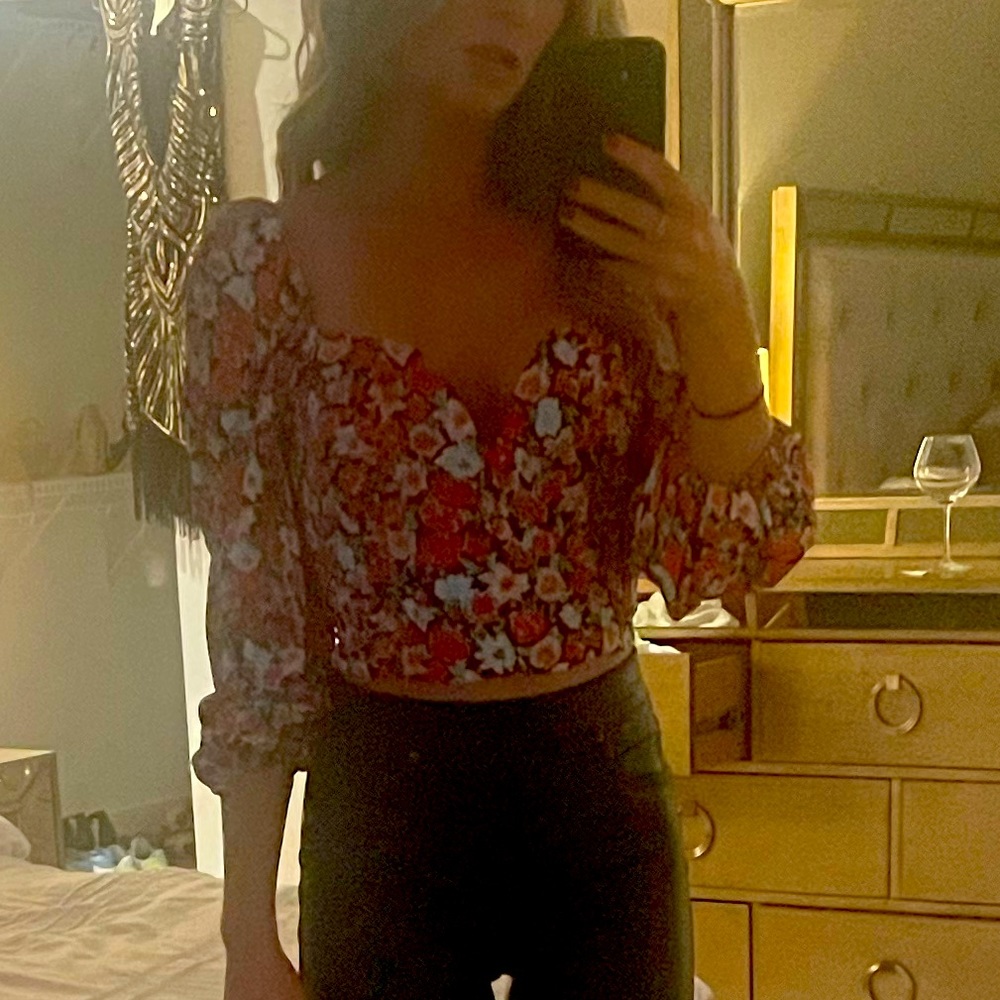 astr flowered long sleeve top